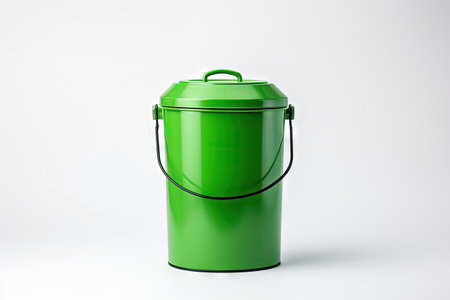 Green trash bin on white background can be used for layout Concept of sorting garbageの素材