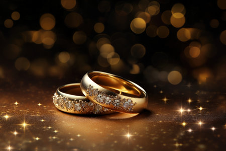 Gold backdrop with rings and starsの素材