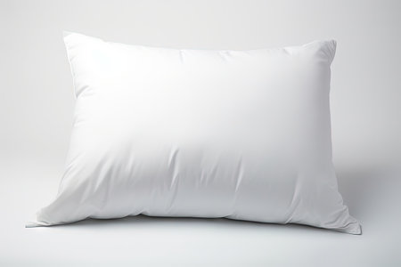 Isolated white pillow on a white background side viewの素材