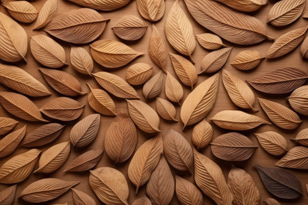 Leafy brown flat lay creatively arrangedの素材