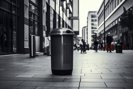 Street garbage can with beautiful icon in black and greyの素材