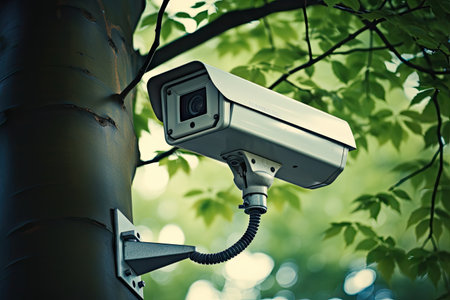 Video monitoring in the park using CCTV camerasの素材