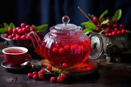 Lingonberry tea in glass kettleの素材