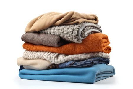 Stack of blankets on a blank canvasの素材