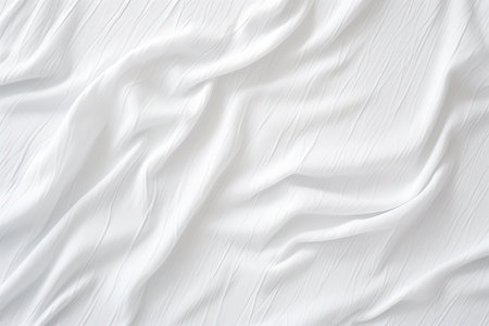 Wrinkled white fabric texture Poster template Glued paper or fabric mockupの素材