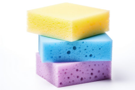 White background with isolated melamine spongesの素材