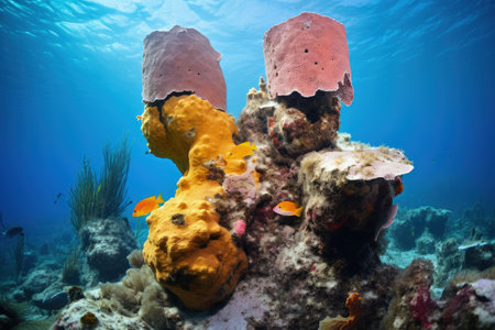 Caribbean Sea sponges near Cozumel Island Mexicoの素材