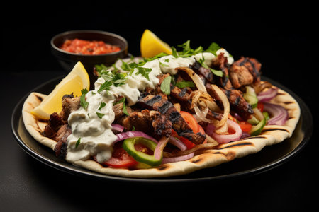 Black plate with Greek gyrosの素材