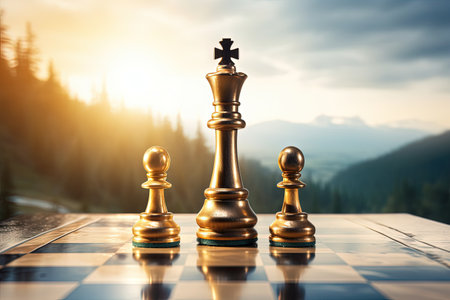 Chess king symbolizes leadership and success on a chessboardの素材