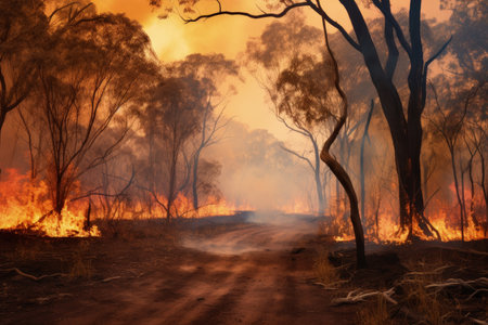 Outback bush fire in Australiaの素材