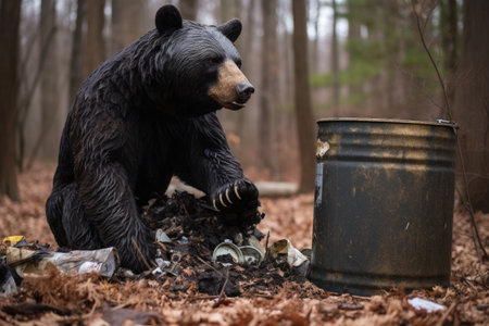 Garbage cans attracting NJ s black bearsの素材