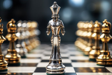 Silver team s pawn defeated in a chess battleの素材