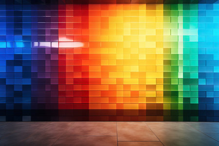 Sunlight reflecting on a wall with colors from the rainbow Light dispersion and refractionの素材