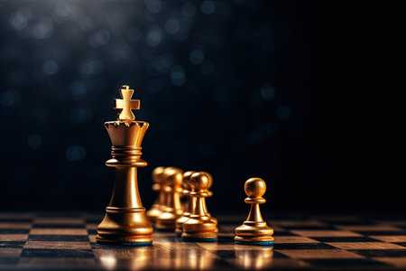 Teamwork concept with chess pieces on dark backgroundの素材