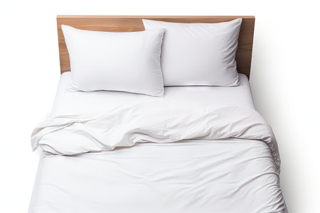 White bed with isolated white backgroundの素材