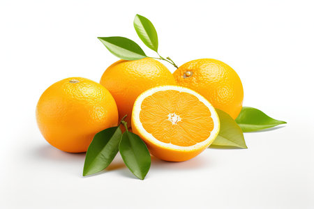 White background with fresh orange citrus fruit known for high vitamin C concentrationの素材
