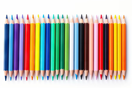 Marketing and sales in business using colored pencils on a white backgroundの素材