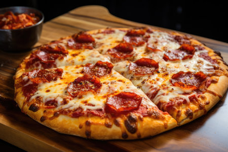 Pepperoni pizza topped with gooey cheeseの素材