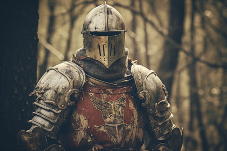 Vintage style photo of a knightの素材