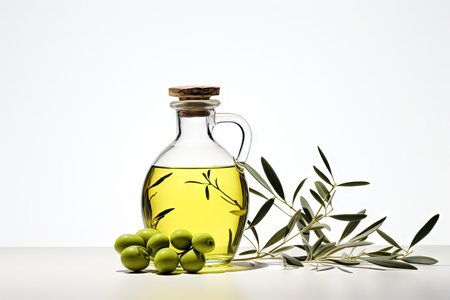 White bottle with olive oilの素材