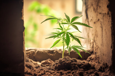 Indoor cultivation of hemp for medicinal CBD purposes during the early flowering stageの素材