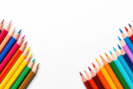 Isolated colored pencil on white background educational frame conceptの素材