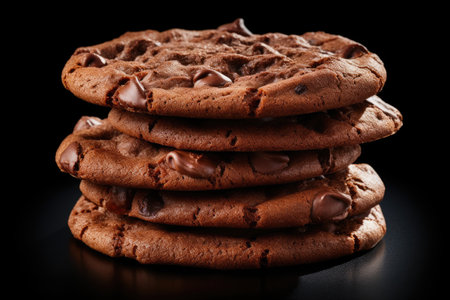 Isolated chocolate cookies on a white backgroundの素材