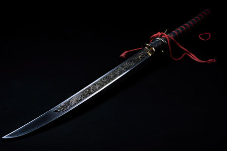 Katana Iaido kendo martial arts The art and path of the close katana blade on blackの素材