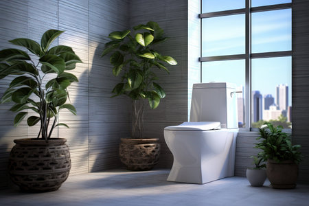 Modern bathroom with toilet bowlの素材