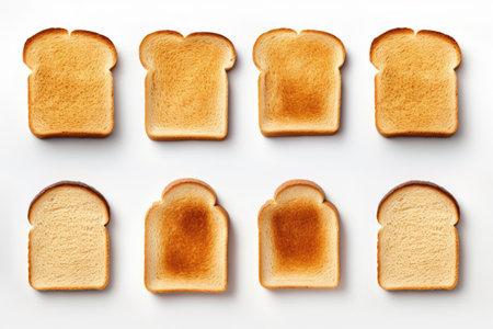 Sliced toast bread set isolated top viewの素材
