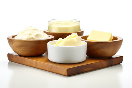 Isolated white set of shea butter bowlsの素材