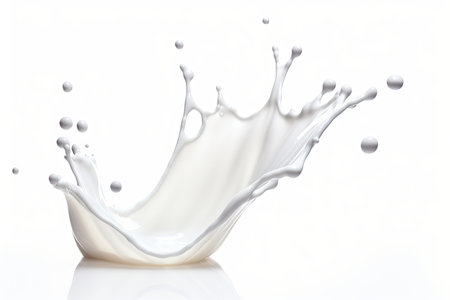 Splashing milk isolated on white backgroundの素材