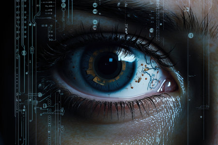 Woman s eye being scanned in close upの素材