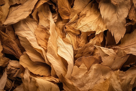 Macro closeup of high quality dry brown tobacco leaf texture backgroundの素材