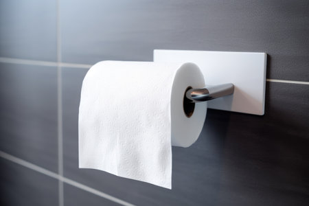 Mounted toilet paper holder in bathroomの素材