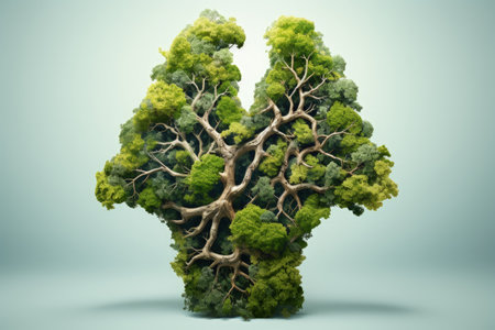 Tree shaped in human lungs green concept imageの素材