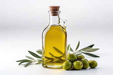 White bottle containing olive oilの素材