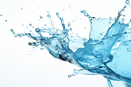 White background with isolated water splashの素材