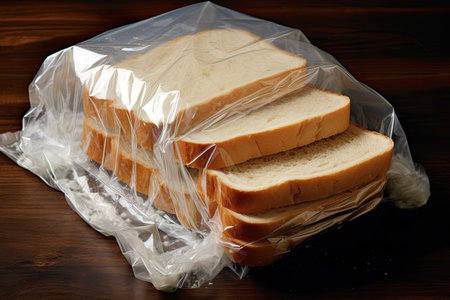 Bread sliced wrapped in plasticの素材