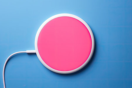 Charge device with trendy shadow on a blue pink background using a modern creative layout for minimaの素材