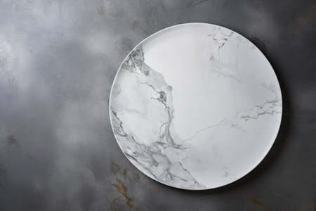 Ceramic plate on stone table Menu conceptの素材