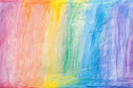 Child s colorful rainbow crayon drawing with a grunge rough texture hand drawn Abstract artistic bacの素材