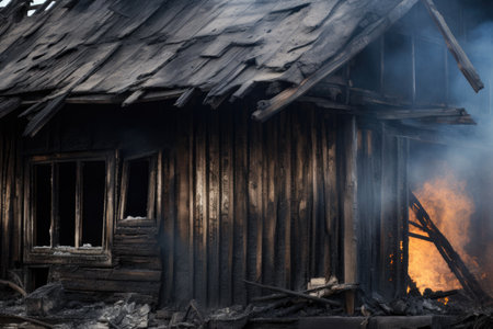 Consequences of fire a house completely burntの素材
