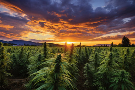 Hemp field in Oregon USAの素材