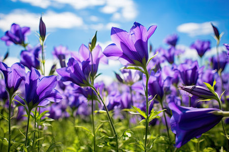 Gorgeous spring scenery featuring Canterbury bellflowerの素材