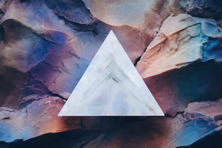 Abstract stone background with a white flat triangular shape Psychedelic abstract backgroundの素材