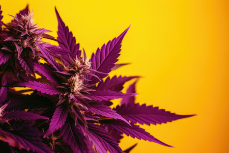 Artistic colorful style showcases modern fashionable cannabis leaves for medical or industrial purpoの素材