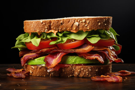 Bacon and veggie sandwich on whiteの素材