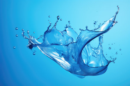 Abstract splashing of water on a blue backdropの素材