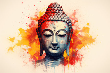 Buddha s portrait alone on white backgroundの素材